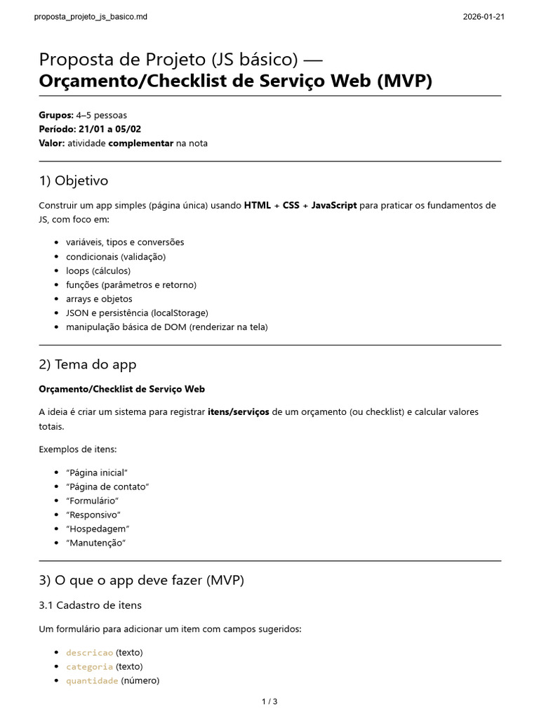 Proposta | PDF | Script Java | Modelo de Documento por Objetos (DOM)