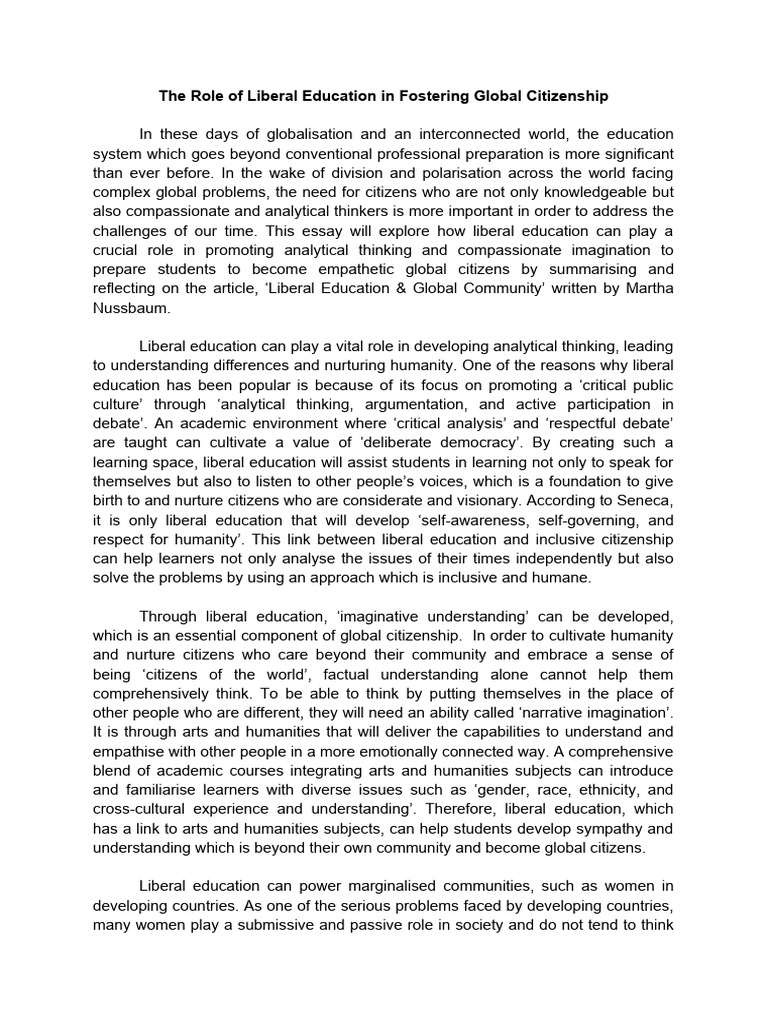 Annotated-The Role of Liberal Education in Fostering Global Citizenship ...