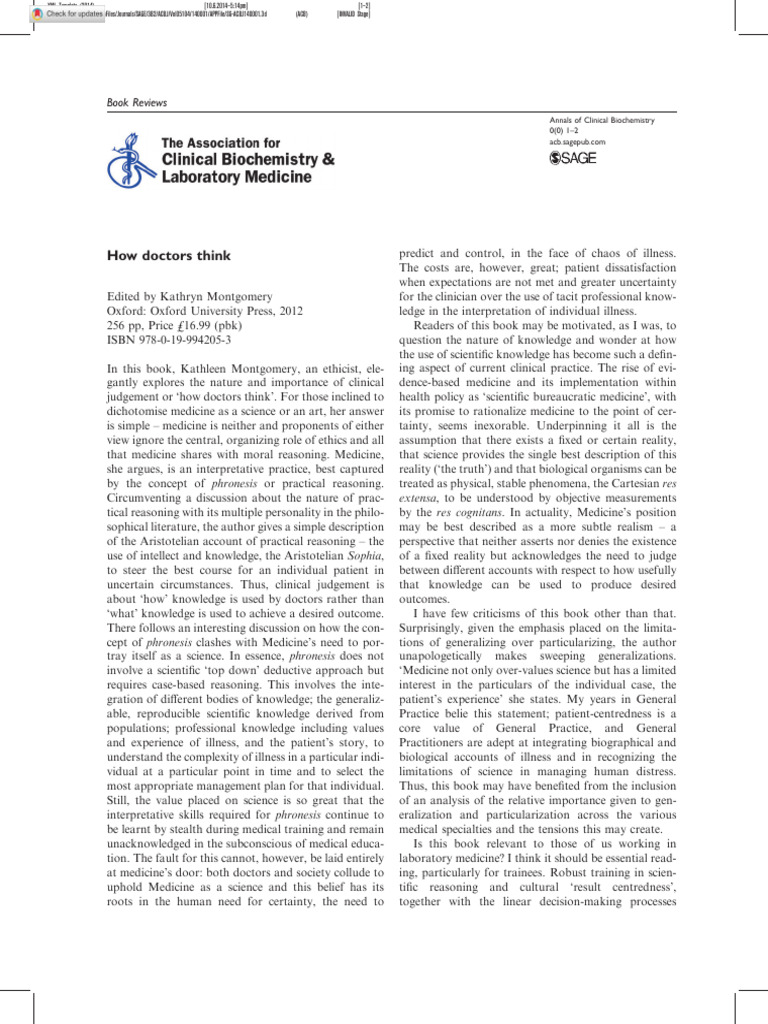 How Doctors Think | PDF | Reason | Knowledge