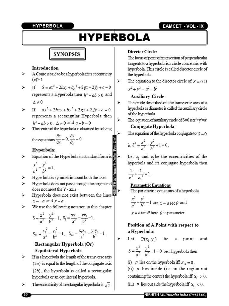 Hyperbola | PDF | Differential Geometry | Euclidean Plane Geometry
