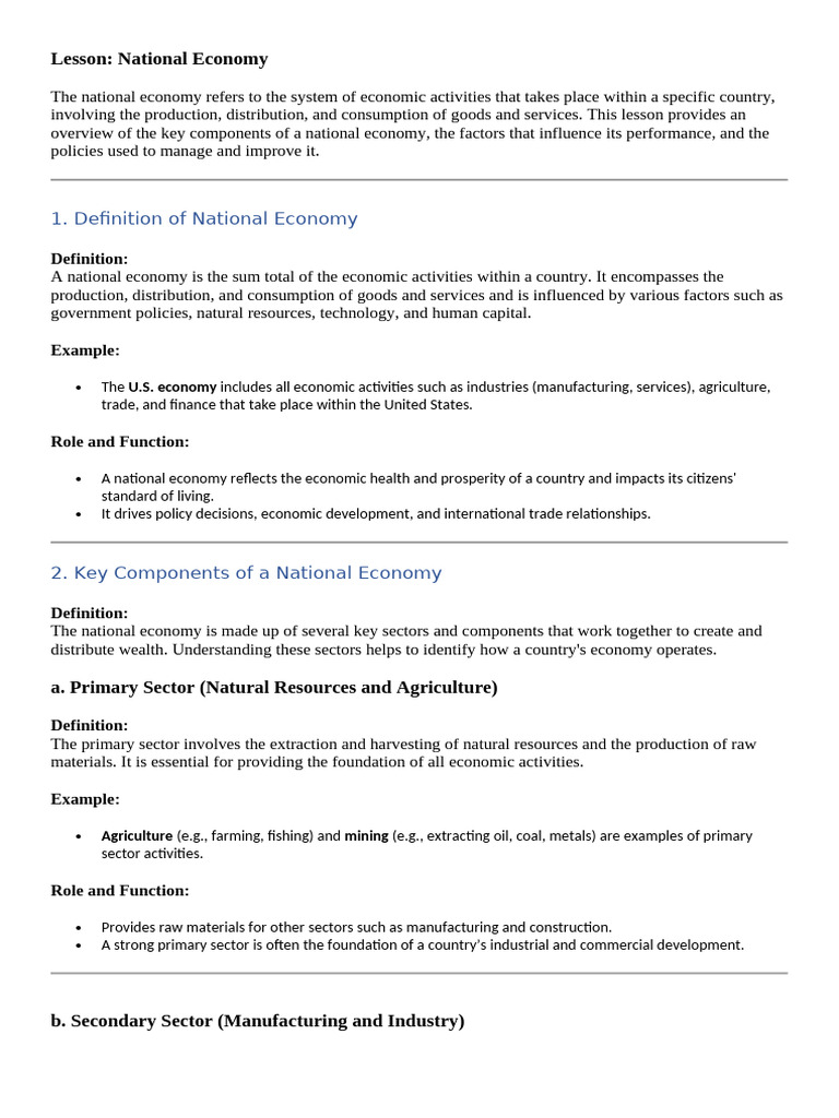 g11 Mscs Additional Note Lesson 4 National Economy | PDF | Inflation ...