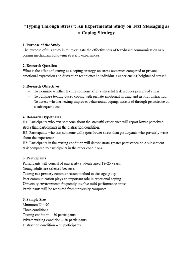 Experimental Design Plan | PDF | Sampling (Statistics) | Stress (Biology)