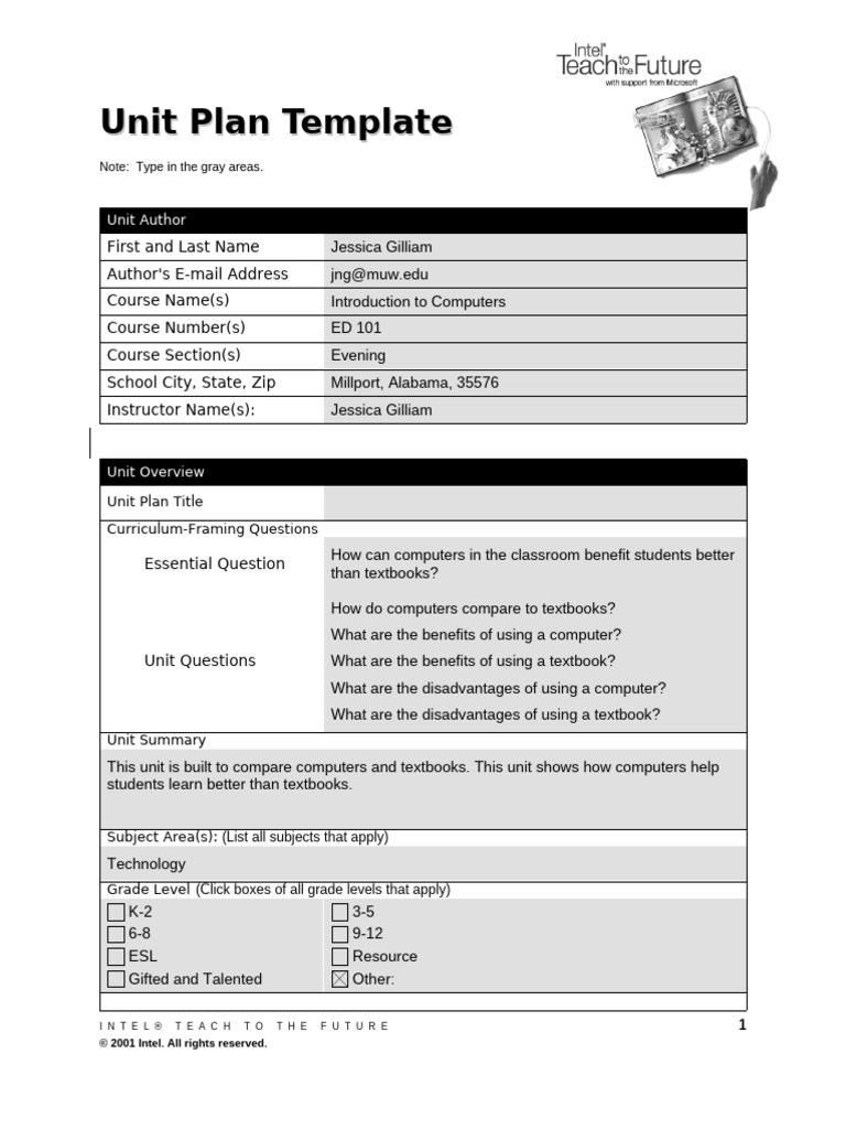Unit Plan Template 06 | PDF | Computing