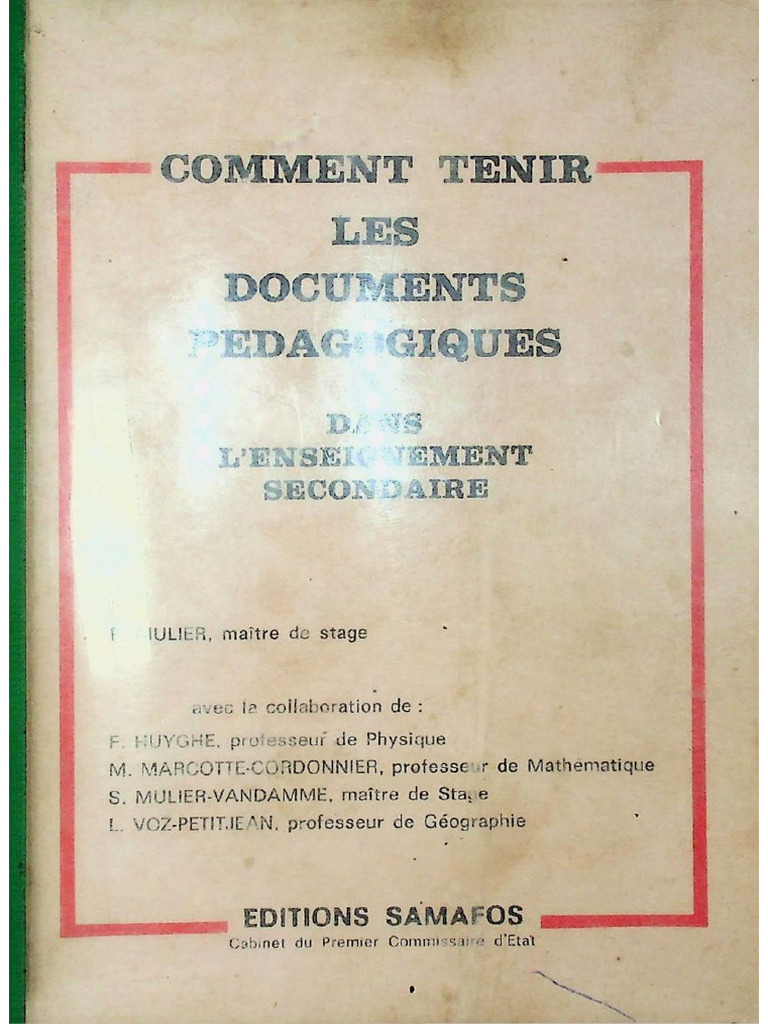 Comment Tenir Les Documents Pedagogiques | PDF