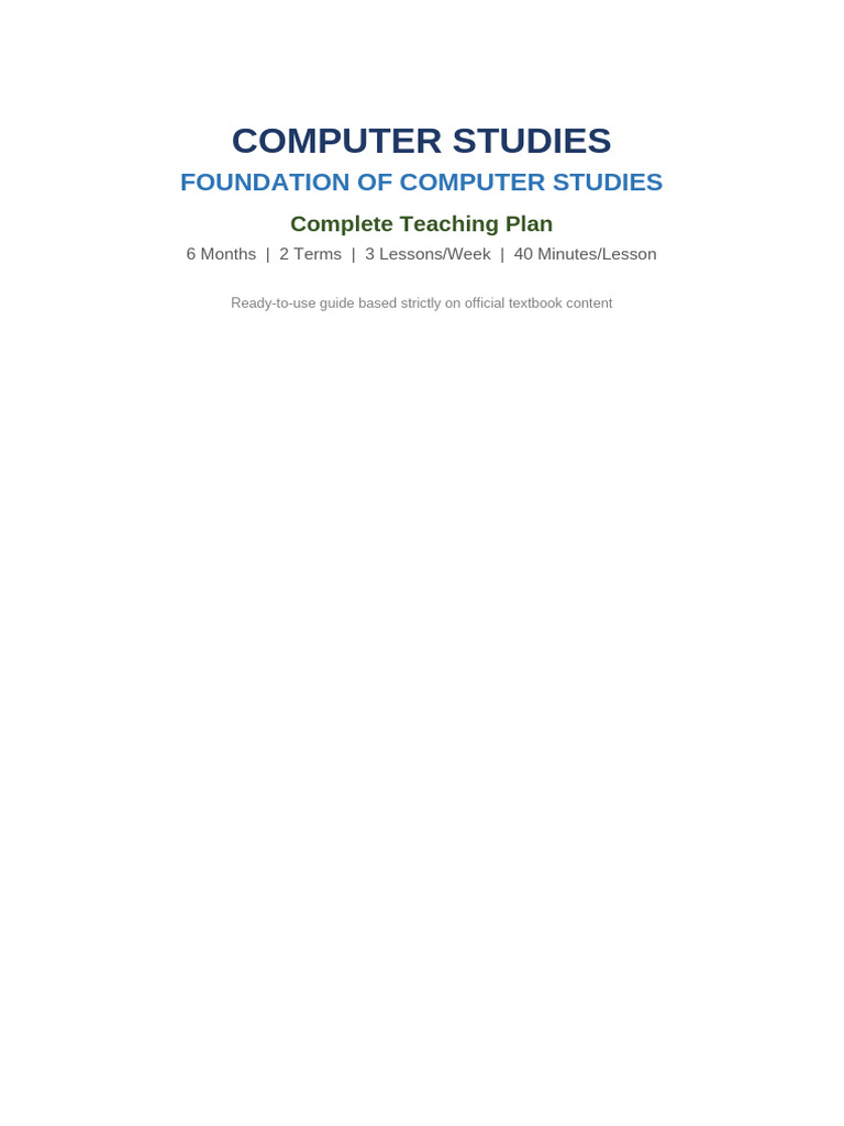 Computer Studies Teaching Plan | PDF | Integrated Circuit | Personal ...