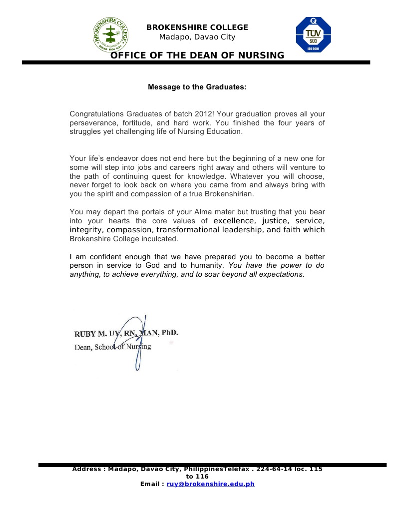 Office Of The Dean Of Nursing Brokenshire College