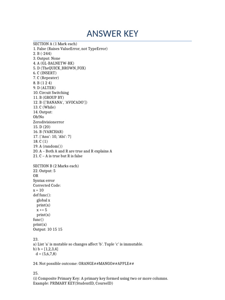 Xii Challenging QP Ans Key | PDF | Network Topology | Computing