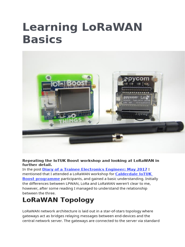 Learning LoRaWAN Basics | PDF | Computer Science | Electrical Engineering