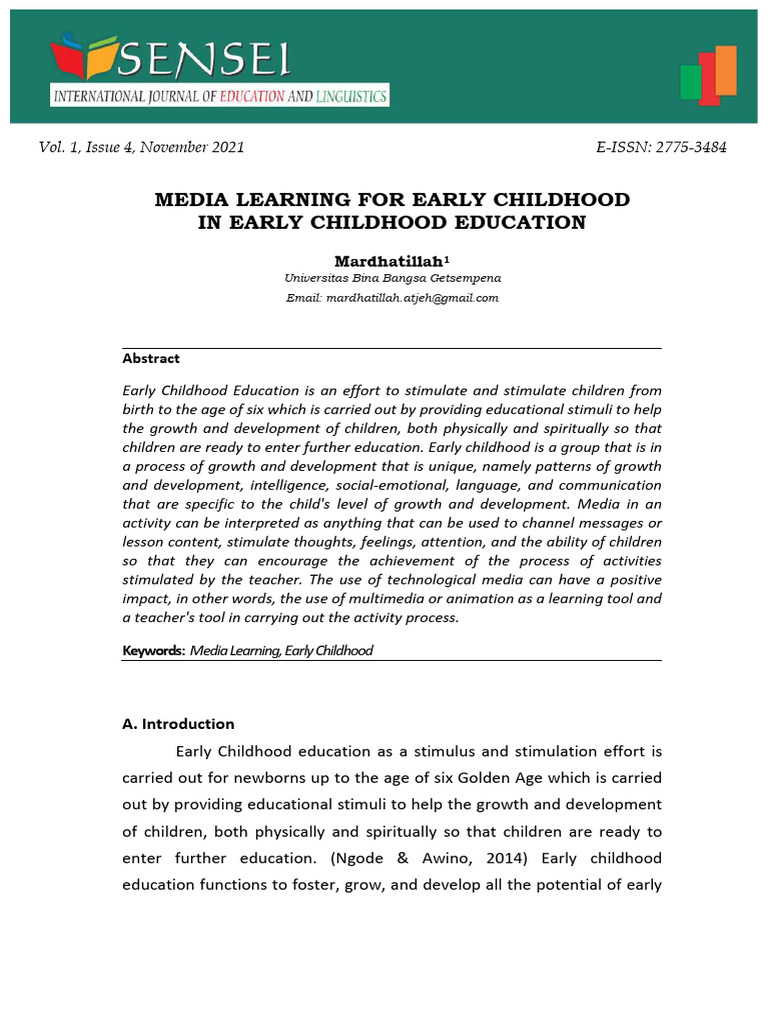 Media Learning For Early Childhood in Early Childhood Education | PDF ...