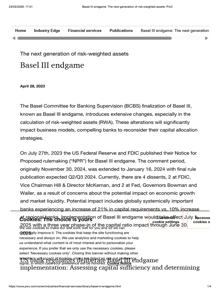 Basel III Endgame - The Next Generation of Risk-Weighted Assets | PDF ...