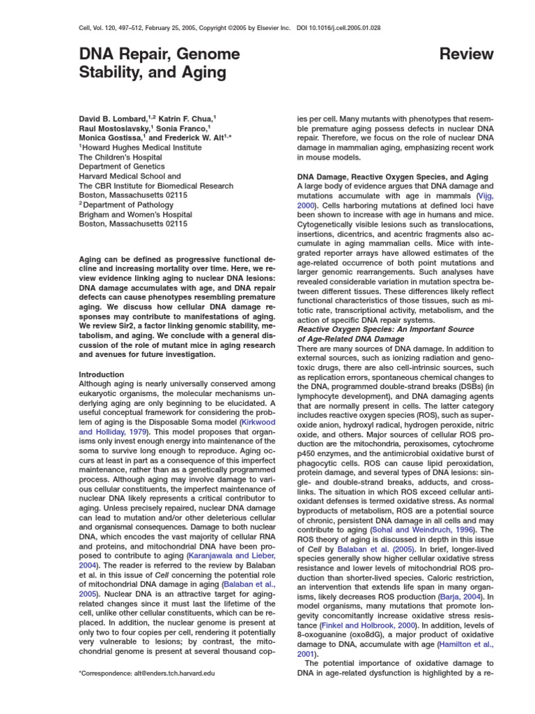 DNA Repair, Genome Stability, and Aging | PDF | Dna Repair | Reactive ...
