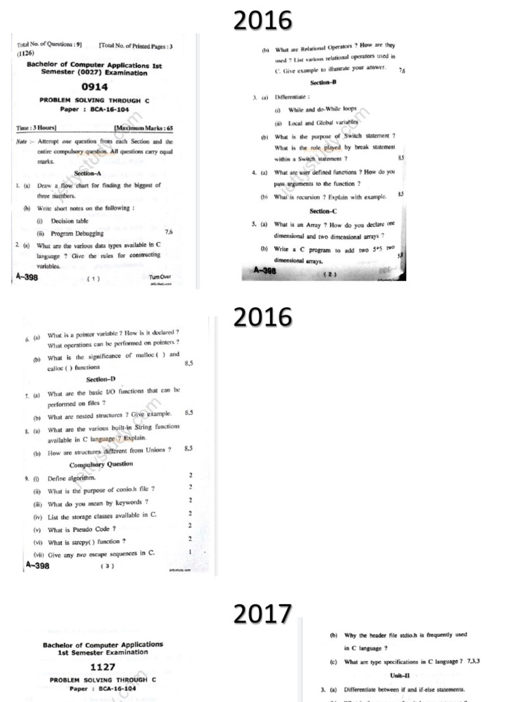 C Language Previous Que Papers | PDF