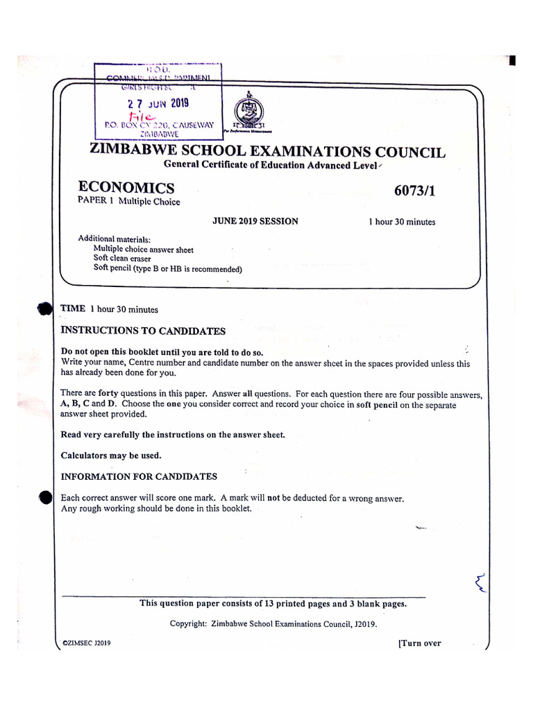 Ecoz J2019 P1 | PDF