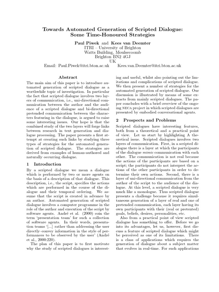 Towards Automated Generation of Scripted | PDF | Information