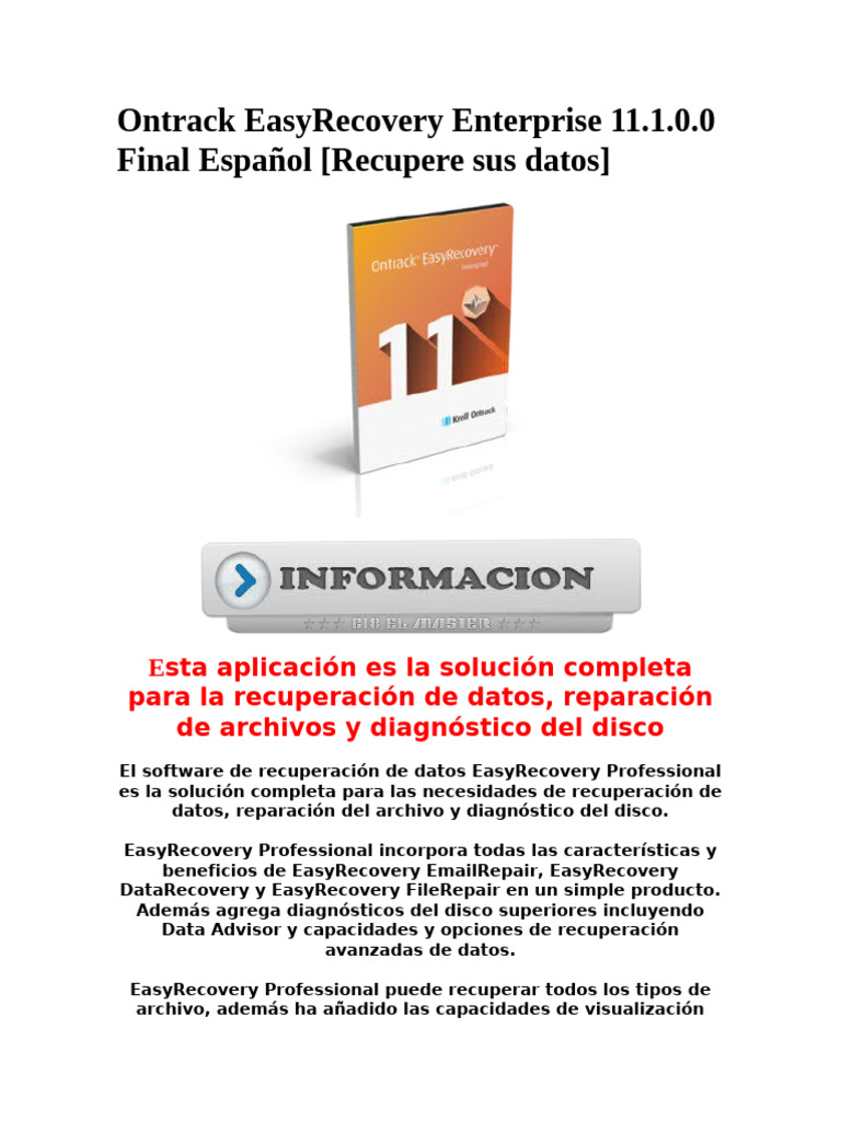 Ontrack EasyRecovery Enterprise 11.1.0.0 Final Español (Recupere Sus ...