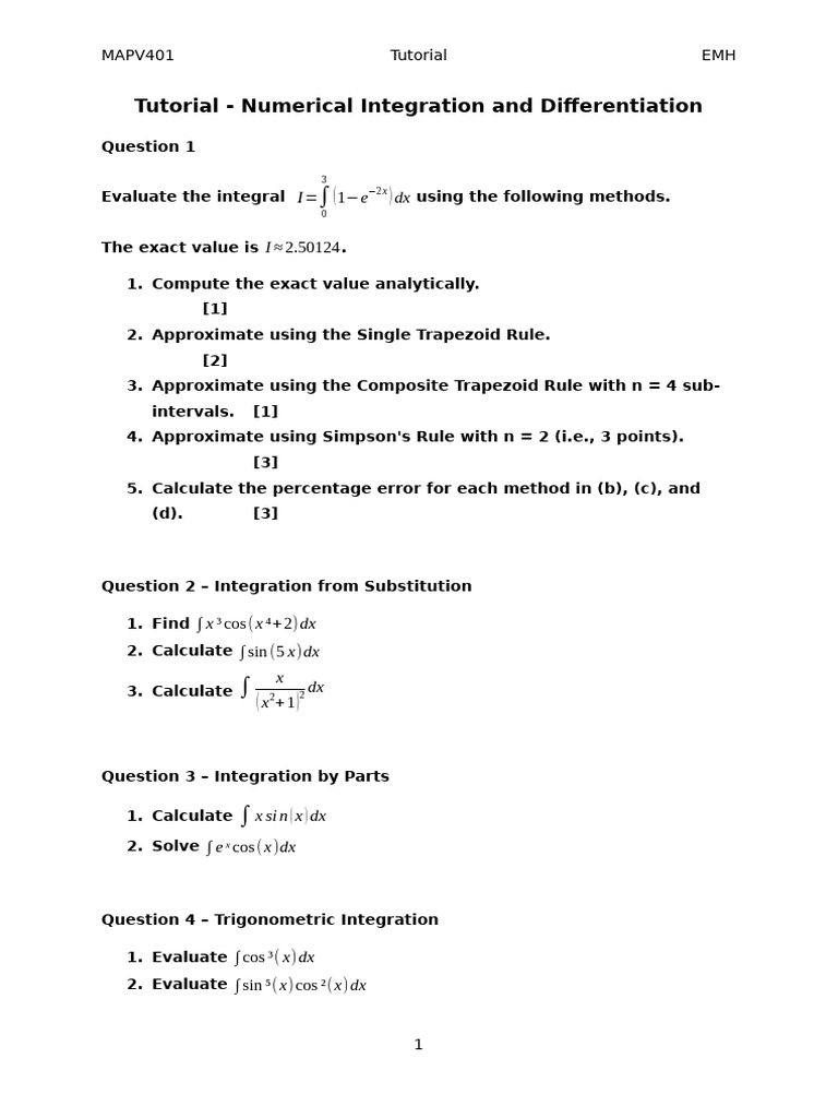 Tutorial - 3 - Numerical Differentiation and Integration | PDF ...