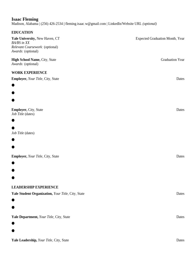 Yale College General Template v.1 | PDF