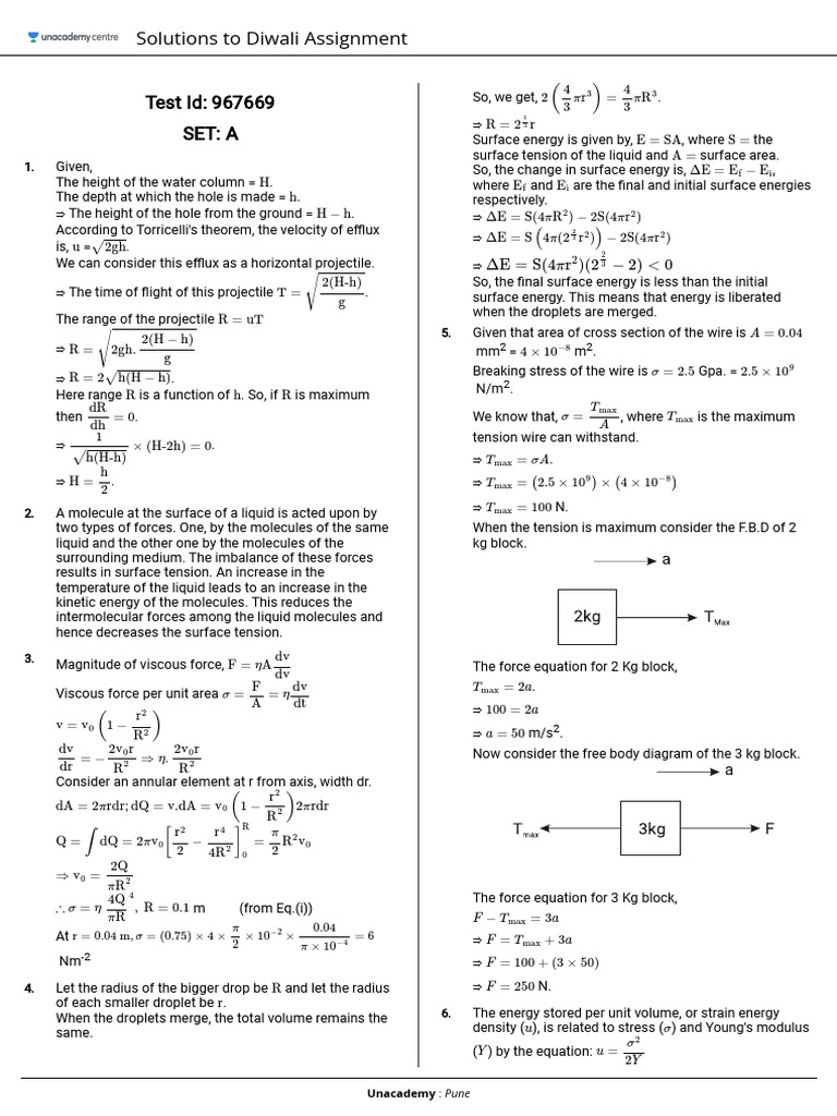 Diwali - Assignment A Solution 1760689248 | PDF | Buoyancy | Density