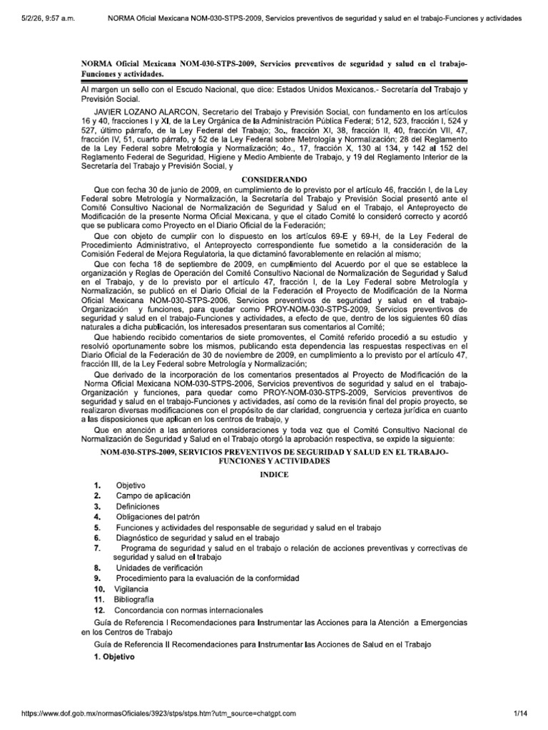 Nom 030 STPS 2009 | PDF