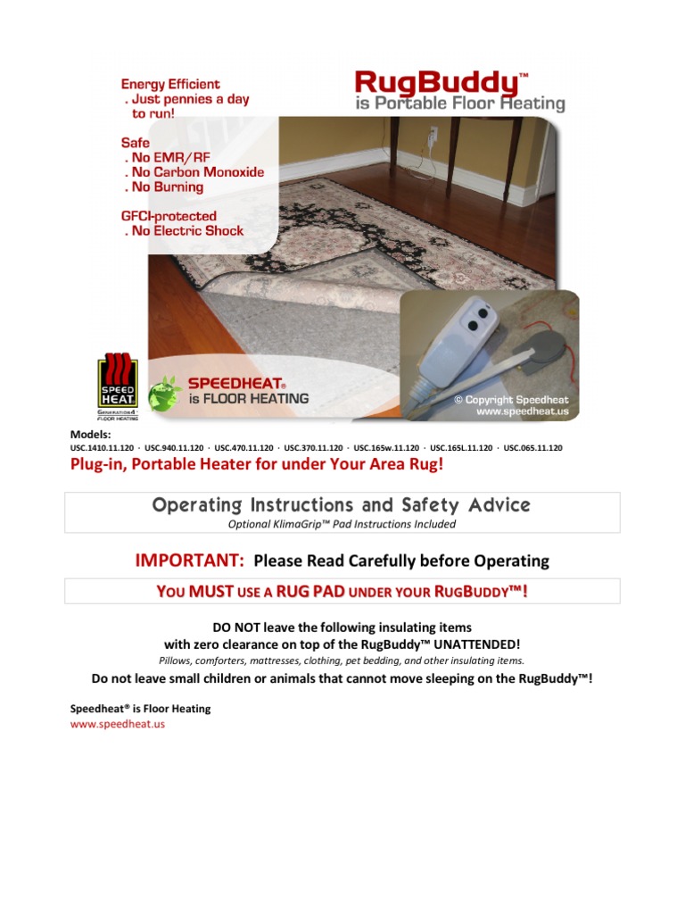 Rug Buddy Operating Instructions PDF Carpet Hvac