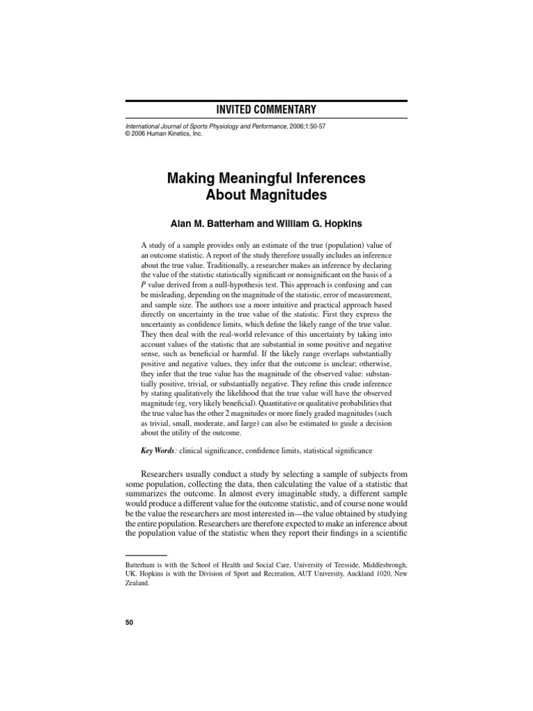 Batterham & Hopkins, 2006. Making Meaningful Inferences About ...