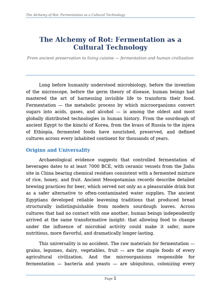 Essay 4 Fermentation Cultural Technology | PDF | Fermentation ...