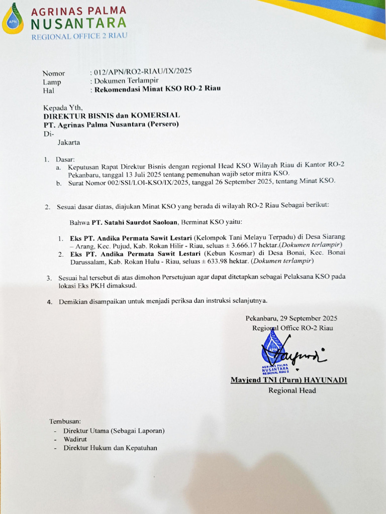 Rekomendasi Minat KSO Eks PT APSL | PDF