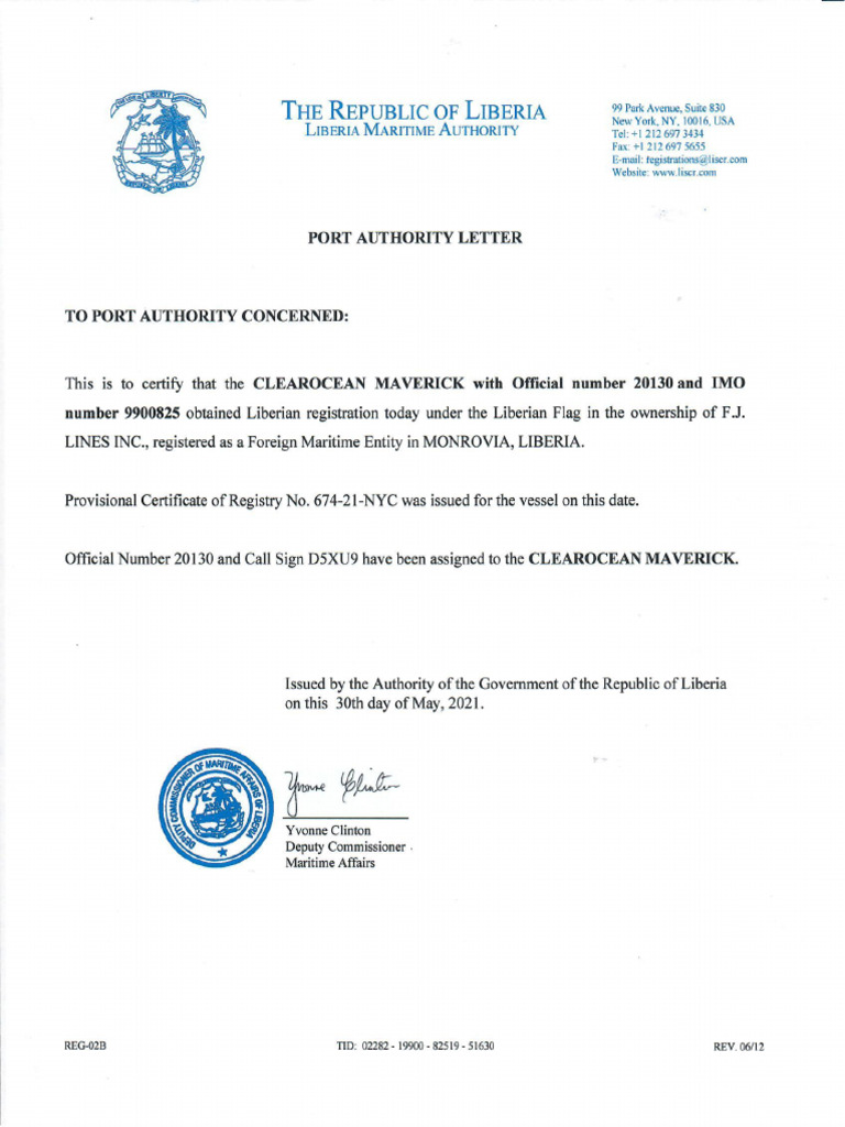 Port Authority Letter - Flag | PDF