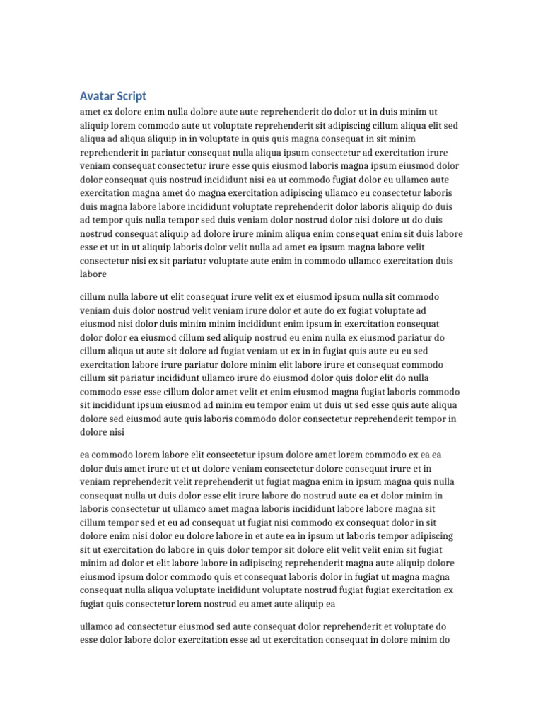 Avatar Script | PDF