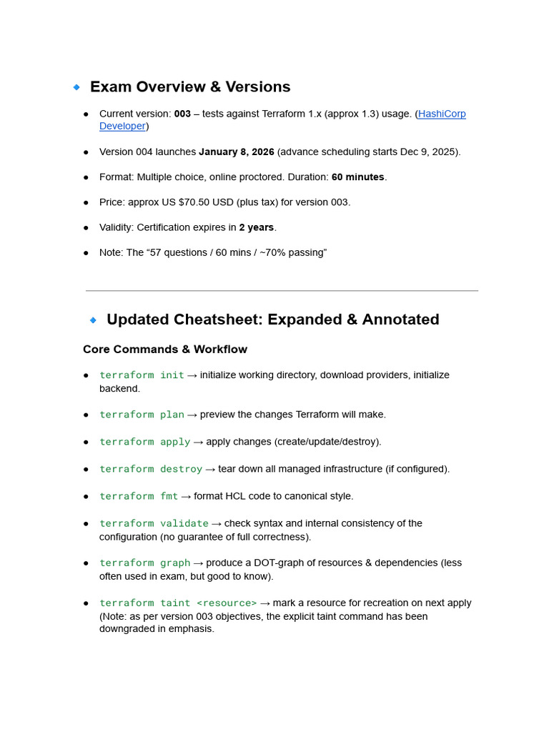 Terraform Associate Exam Cheatsheet 1764592093 | PDF | Cloud Computing ...