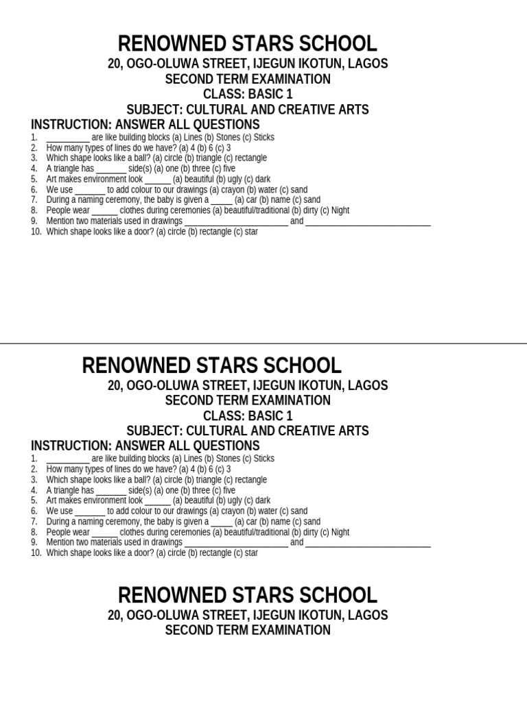 Basic 1 2nd Term Exam | PDF | Jesus | Hygiene