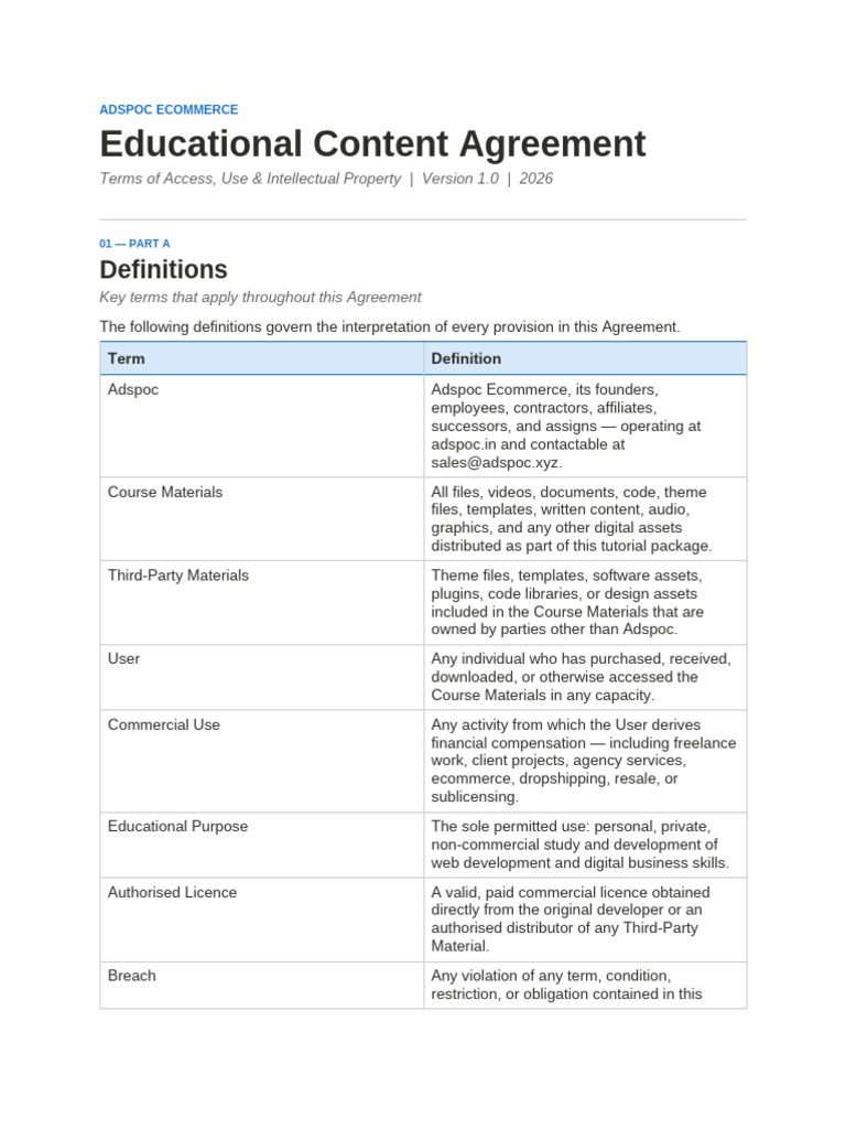ADSPOC Educational Agreement | PDF | Arbitration | Business Law