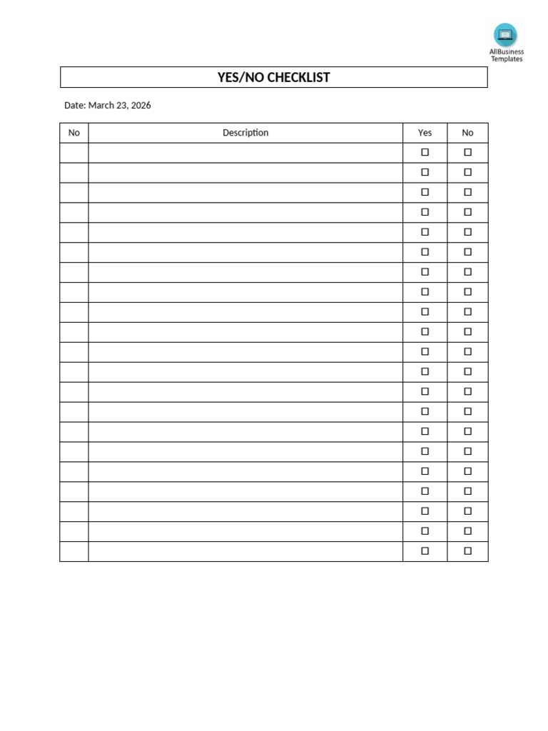 Yes and No Checklist | PDF