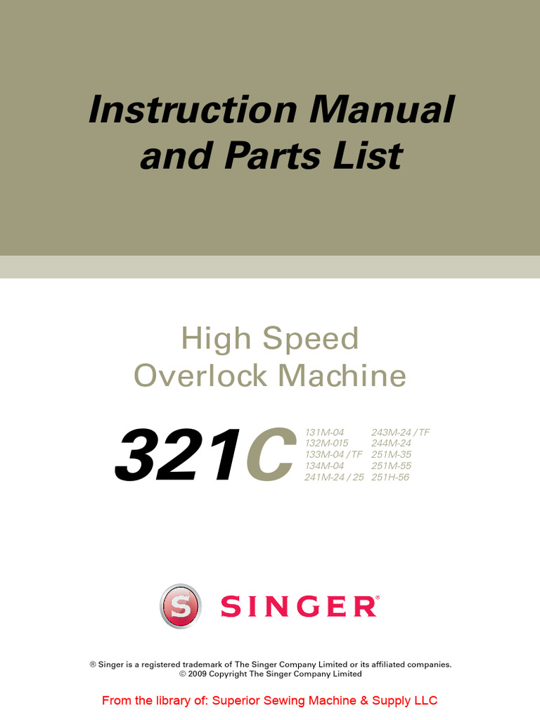 Singer 321C Series | PDF | Sewing Machine | Sewing