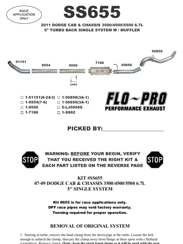 FLO Pro 5in Exhaust | PDF | Engines | Vehicle Technology