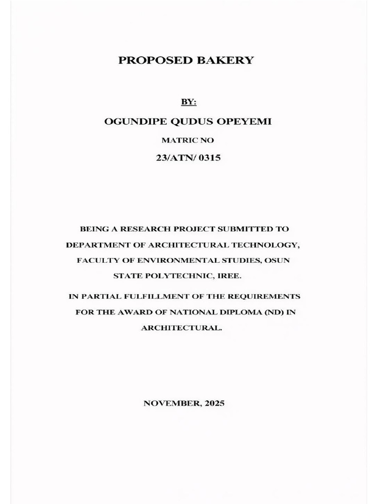A Proposed Design of A Bakery | PDF | Bakery | Food Safety