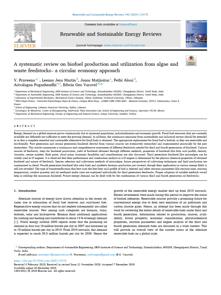 Biofuels From Algae Circular Economy | PDF | Biodiesel | Biofuel