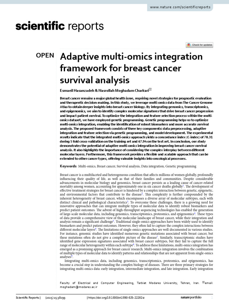 Adaptive Multi-Omics Integration Survival Analysis | PDF | Gene ...