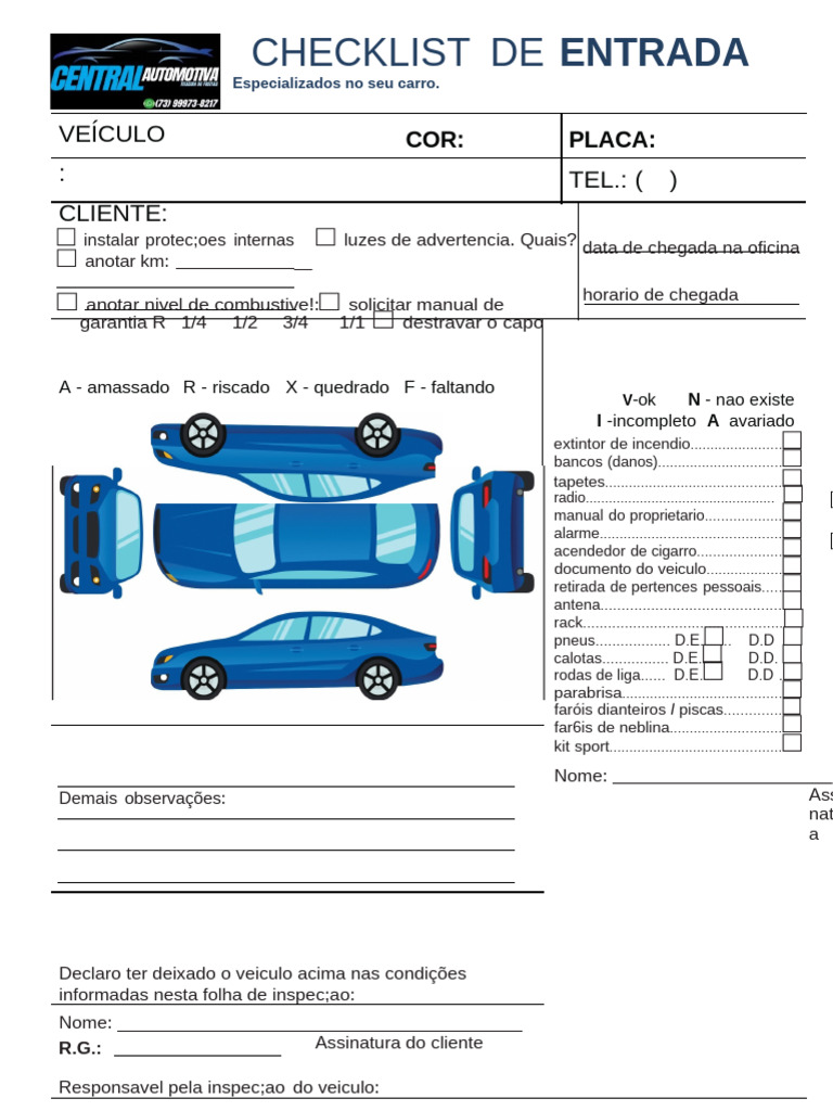 1515438654checklist Mecanico | PDF | Classificação dos automóveis ...