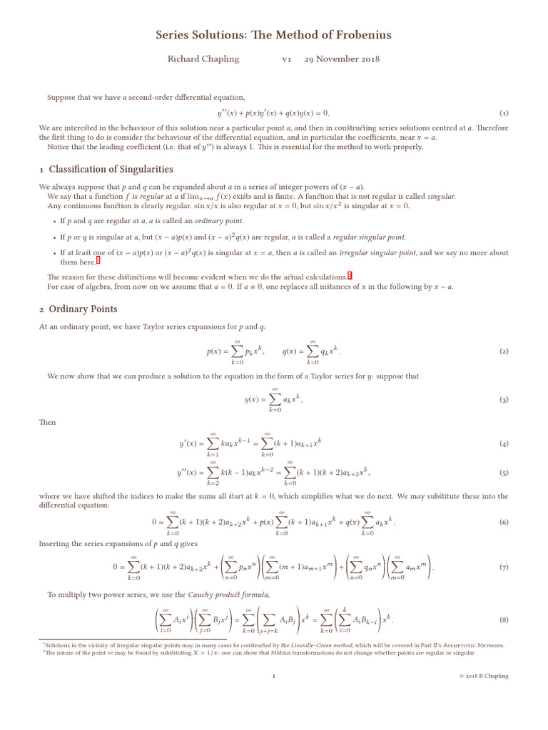 Frobenius v1 | PDF | Equations | Logarithm