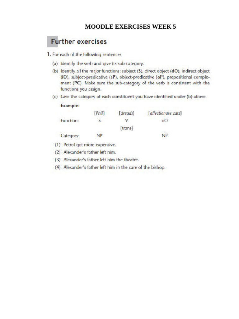 Moodle Exercises Week 5 | PDF