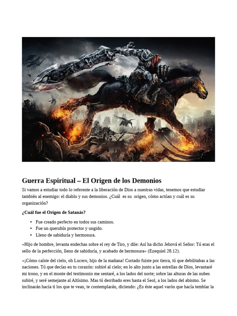 Guerra Espiritual - El Origen de Los Demonios | PDF | Demonios | Satán