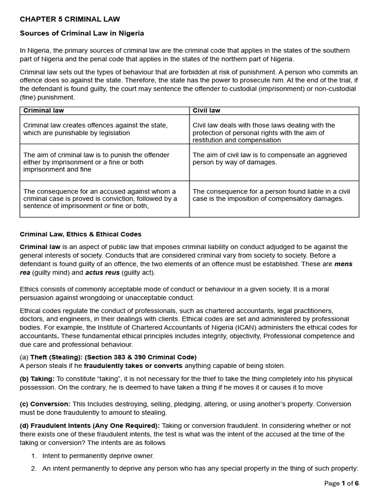 Chapter 5 Criminal Law | PDF