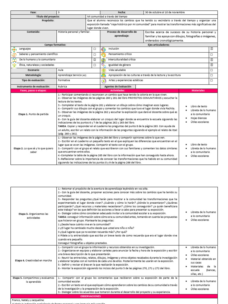 2° - A - Proyecto - 3 - Ciclo 23-24 | PDF | Maestros | Aprendizaje