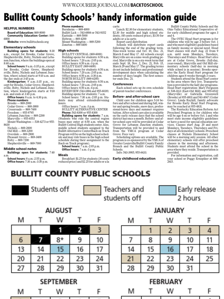 2012 13 Bullitt County School Calendar Academic Term Schools 2012 13 Bullitt County School Calendar Academic Term Schools