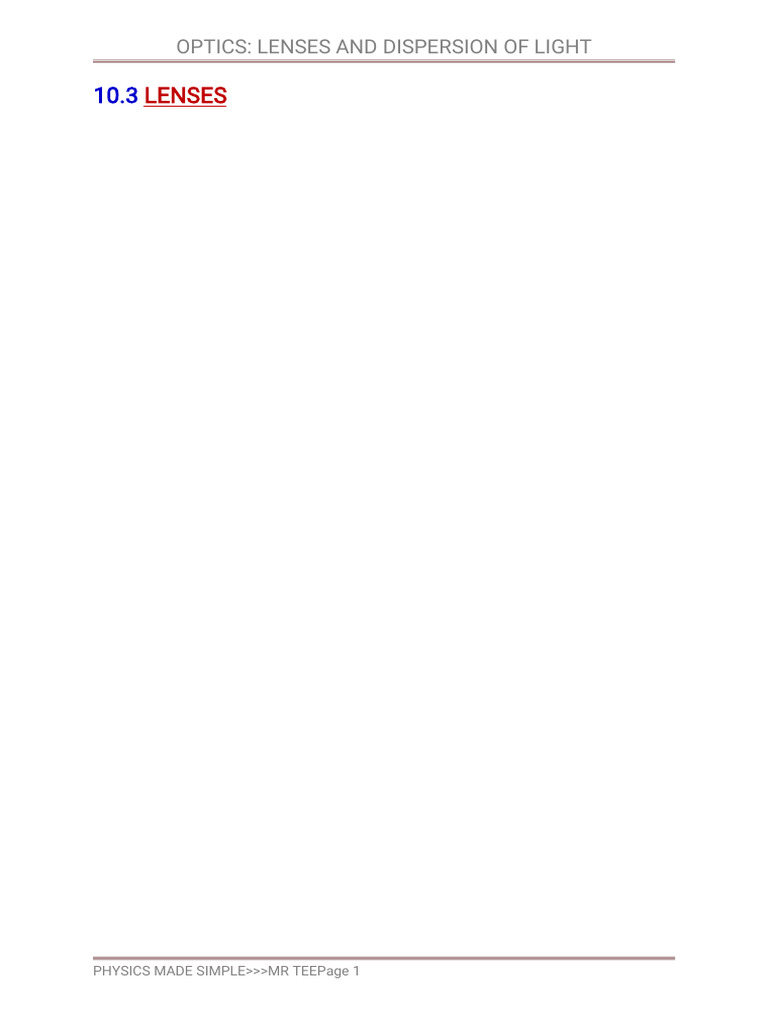 10-3-4 Optics Lenses Dispersion of Light | PDF | Optics ...
