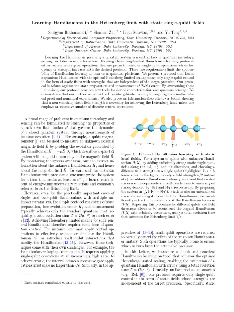 (2026) Learning Hamiltonians in The Heisenberg Limit With Static Single ...