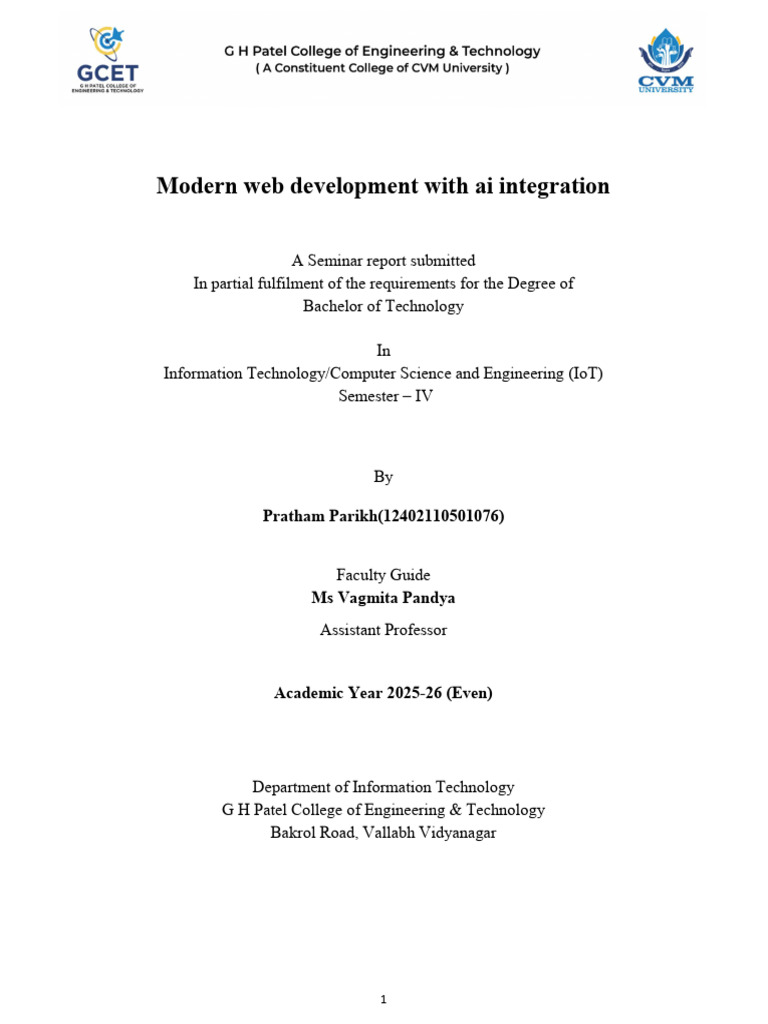 Final Seminar Report 2 | PDF | Artificial Intelligence | Intelligence ...