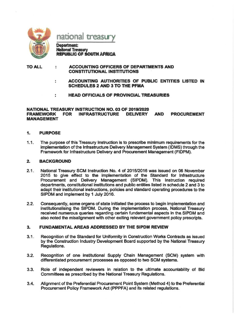 National Treasury Instruction Note 3 of 2019-2020 Framework For ...