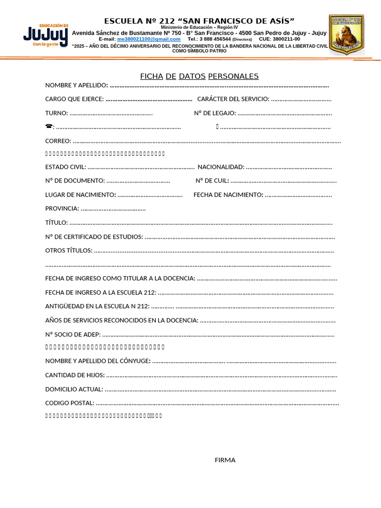 Ficha de Datos Personales | PDF
